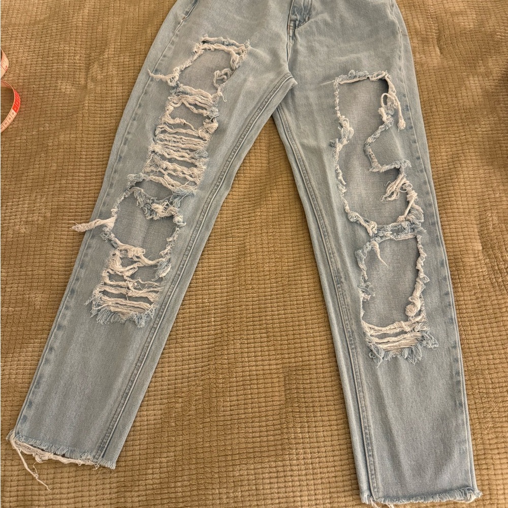 Pull&Bear Distressed Light Blue Women's Jeans
